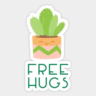 Free Hugs Cute Cactus House Plant Sticker